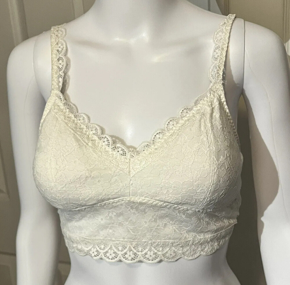 Hollister Bra Womens White Lace Bralette Medium Sports Bra Preppy Beach